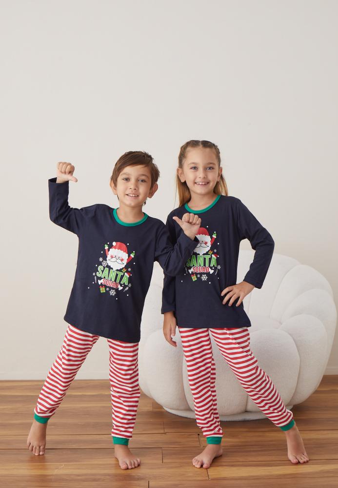 Pijamale de Crăciun Copii "SANTA "Culoare Bleumarin ,Engros